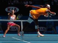 Serena Williams and Victoria Azarenka in action at the 2010 Australian Open